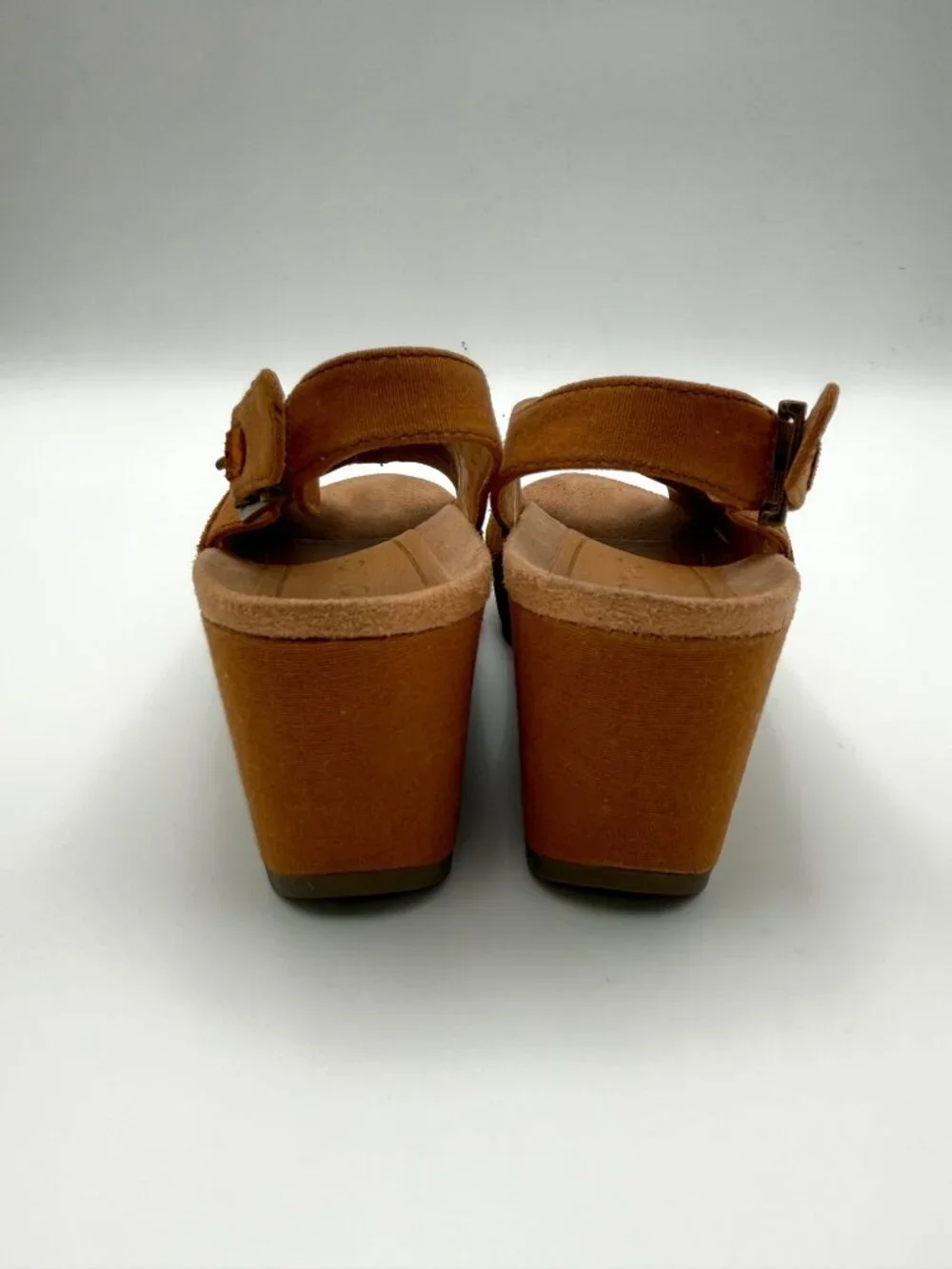 Vionic Women’s Trixie Brown Suede Peep-Toe Wedge  Adjustable Slingback Strap 8 - Picture 4 of 8